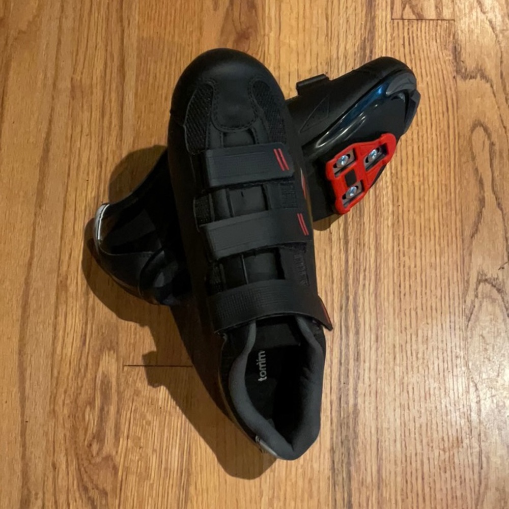 Tommaso Strada Men's Peloton Cycling Shoes Black/Red/White 46/US Size 12